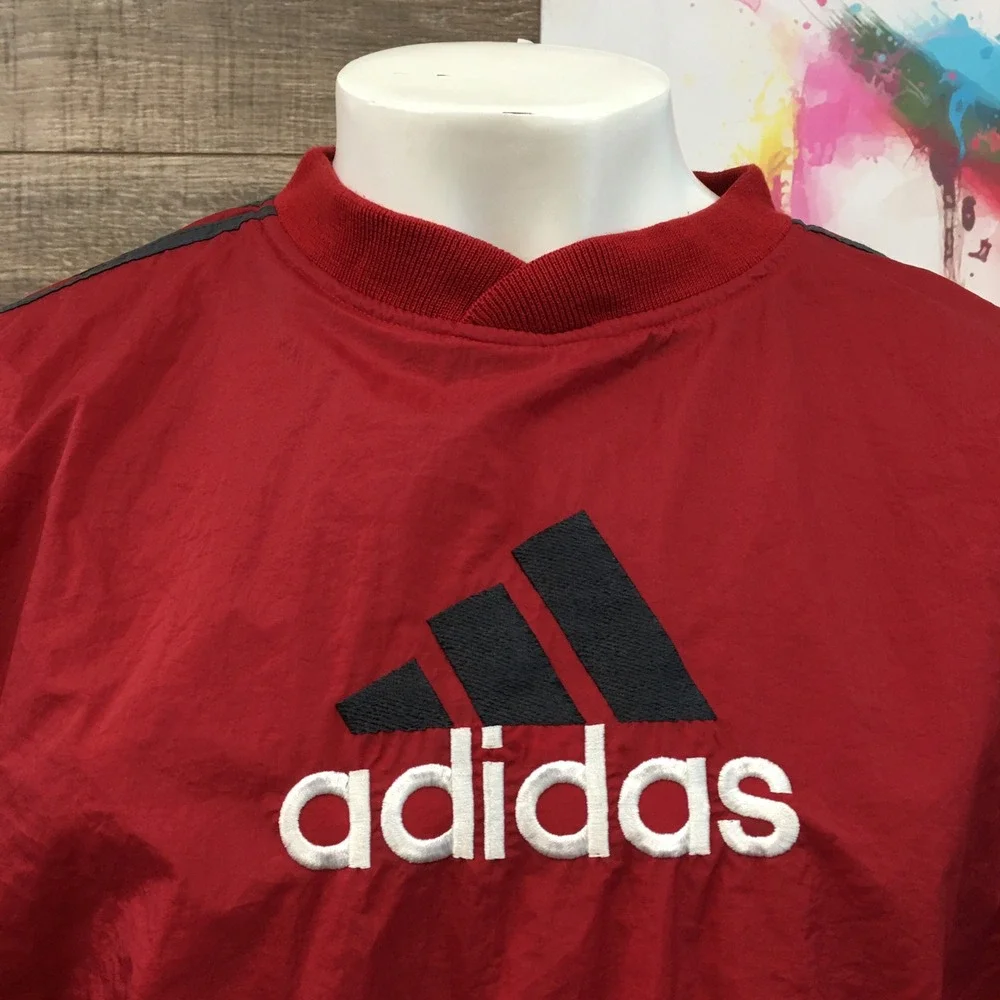 VINTAGE Adidas Pullover Track Jacket Red‎ Black Logo Mens Size L Streetwear
